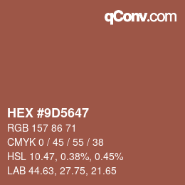 カラーコード: HEX #9D5647 | qconv.com