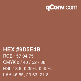 Color code: HEX #9D5E4B | qconv.com