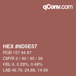Color code: HEX #9D5E57 | qconv.com