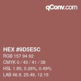 Color code: HEX #9D5E5C | qconv.com