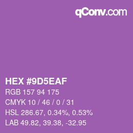 Color code: HEX #9D5EAF | qconv.com