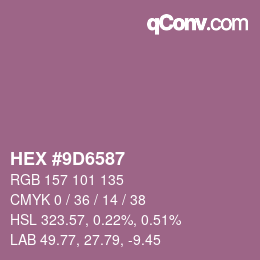 颜色代码: HEX #9D6587 | qconv.com