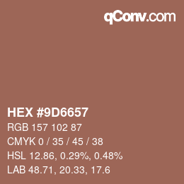 Color code: HEX #9D6657 | qconv.com