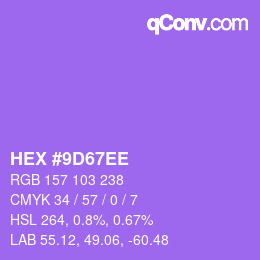 Color code: HEX #9D67EE | qconv.com