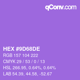 Código de color: HEX #9D68DE | qconv.com