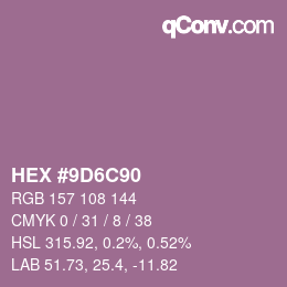Farbcode: HEX #9D6C90 | qconv.com