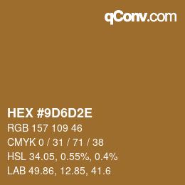 Color code: HEX #9D6D2E | qconv.com