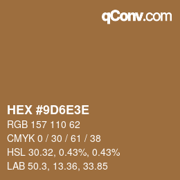 Color code: HEX #9D6E3E | qconv.com