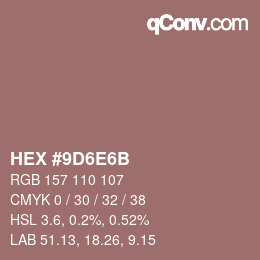 カラーコード: HEX #9D6E6B | qconv.com
