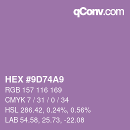 Code couleur: HEX #9D74A9 | qconv.com