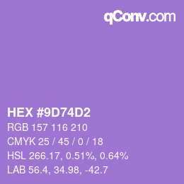 颜色代码: HEX #9D74D2 | qconv.com