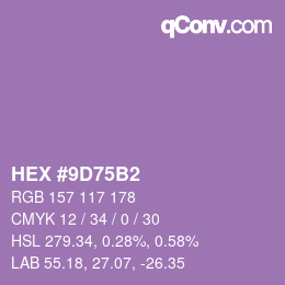 颜色代码: HEX #9D75B2 | qconv.com