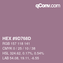 カラーコード: HEX #9D768D | qconv.com
