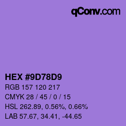 颜色代码: HEX #9D78D9 | qconv.com