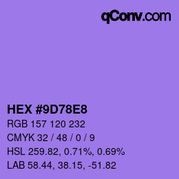 Color code: HEX #9D78E8 | qconv.com