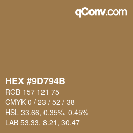 カラーコード: HEX #9D794B | qconv.com