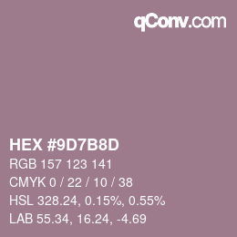 Color code: HEX #9D7B8D | qconv.com