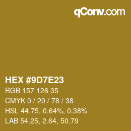 Color code: HEX #9D7E23 | qconv.com