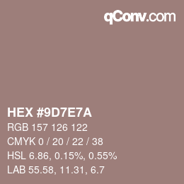 Color code: HEX #9D7E7A | qconv.com