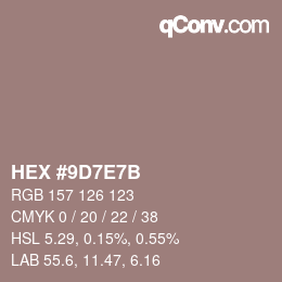 Color code: HEX #9D7E7B | qconv.com