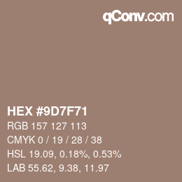 Farbcode: HEX #9D7F71 | qconv.com