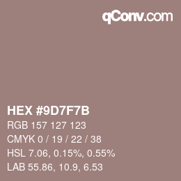 Color code: HEX #9D7F7B | qconv.com