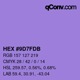 カラーコード: HEX #9D7FDB | qconv.com
