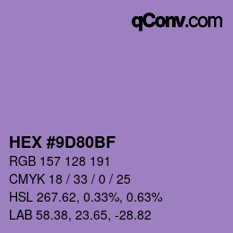 颜色代码: HEX #9D80BF | qconv.com