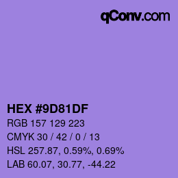 Color code: HEX #9D81DF | qconv.com