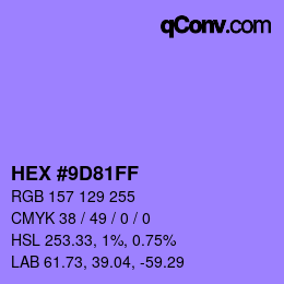 カラーコード: HEX #9D81FF | qconv.com