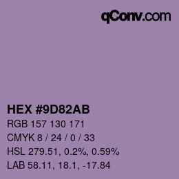 Farbcode: HEX #9D82AB | qconv.com