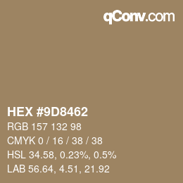 Farbcode: HEX #9D8462 | qconv.com
