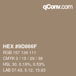 Color code: HEX #9D866F | qconv.com