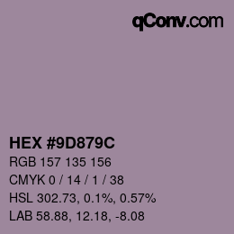 Farbcode: HEX #9D879C | qconv.com