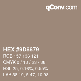 Color code: HEX #9D8879 | qconv.com