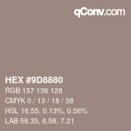 Código de color: HEX #9D8880 | qconv.com