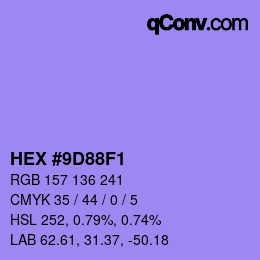 Color code: HEX #9D88F1 | qconv.com