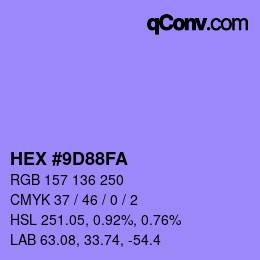 Color code: HEX #9D88FA | qconv.com