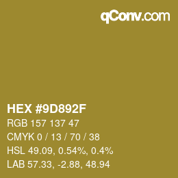 颜色代码: HEX #9D892F | qconv.com