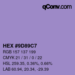 Color code: HEX #9D89C7 | qconv.com