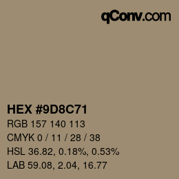 Color code: HEX #9D8C71 | qconv.com