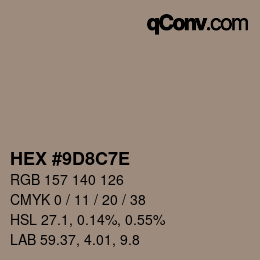 Color code: HEX #9D8C7E | qconv.com