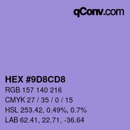 カラーコード: HEX #9D8CD8 | qconv.com