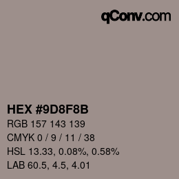 Farbcode: HEX #9D8F8B | qconv.com