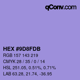 颜色代码: HEX #9D8FDB | qconv.com