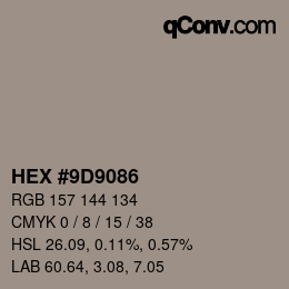 Color code: HEX #9D9086 | qconv.com