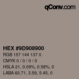 Color code: HEX #9D908900 | qconv.com