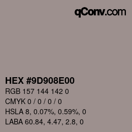 Código de color: HEX #9D908E00 | qconv.com