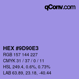 カラーコード: HEX #9D90E3 | qconv.com