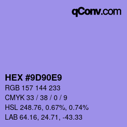 Farbcode: HEX #9D90E9 | qconv.com